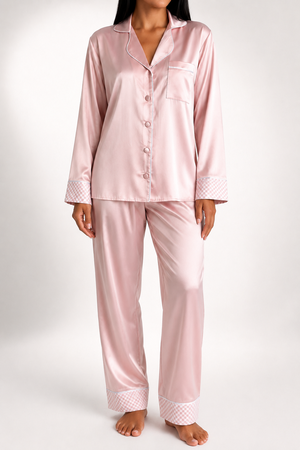 muvv's ® Pudra Saten Pijama Takımı