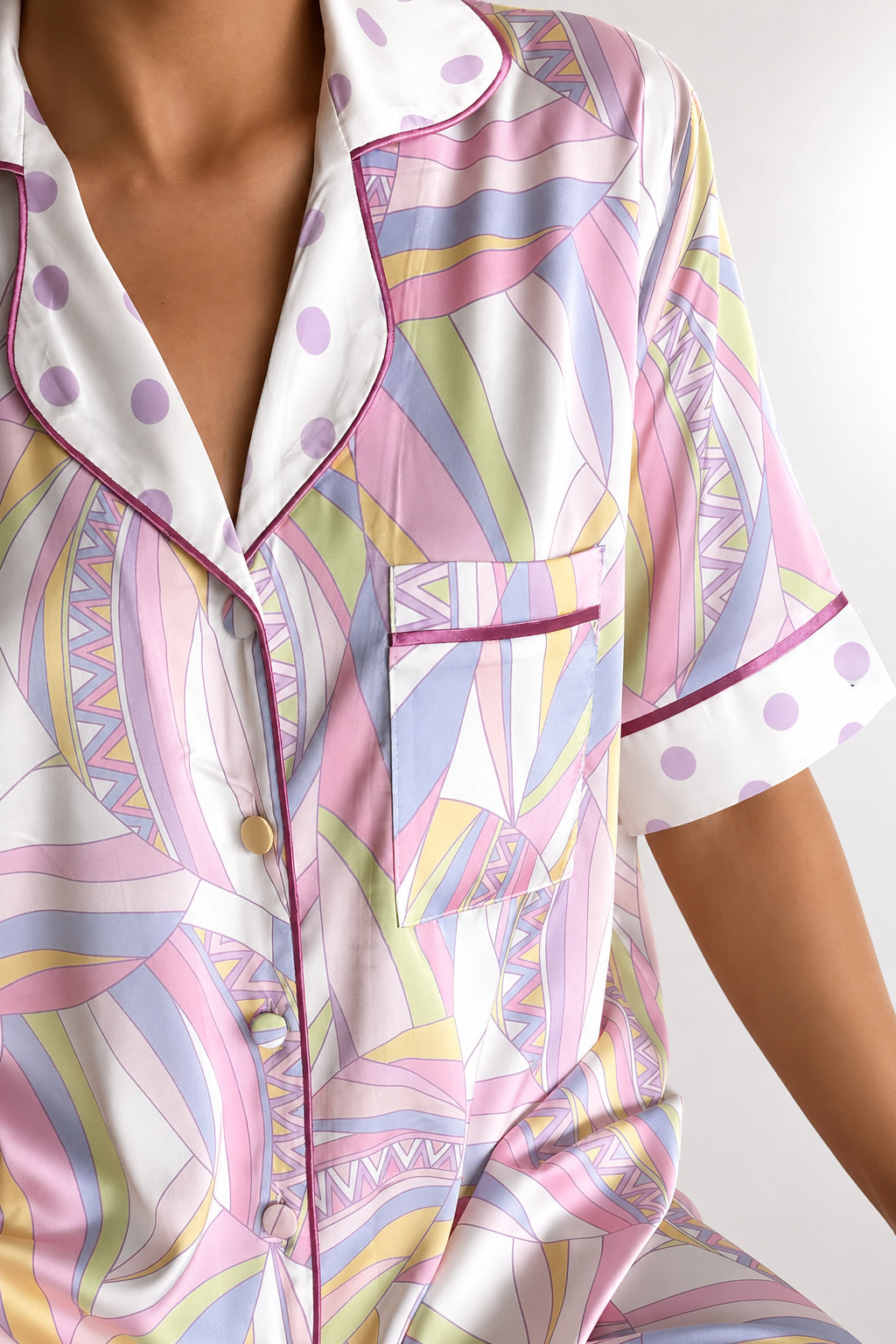 muvv's ® Pastel Desenli Saten Pijama Takımı