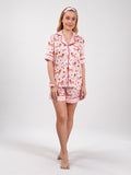 muvv's ® Kalp ve Pati Desenli Kısa Saten Pijama Takımı