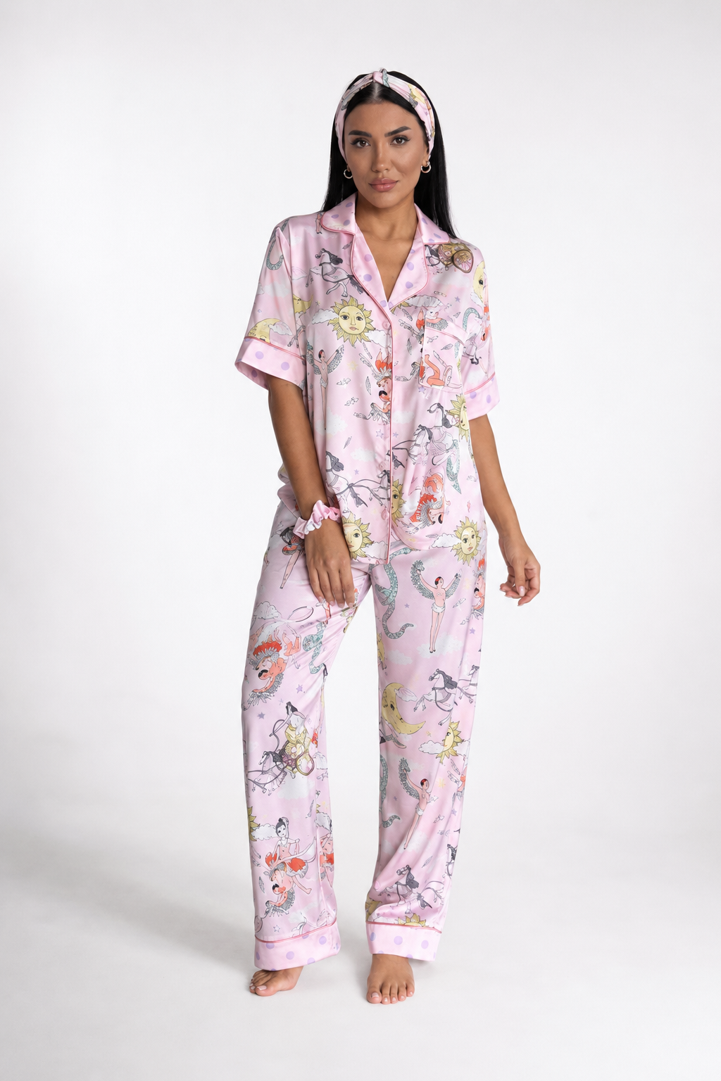 muvv's ® Rüya Desenli Saten Pijama Takımı