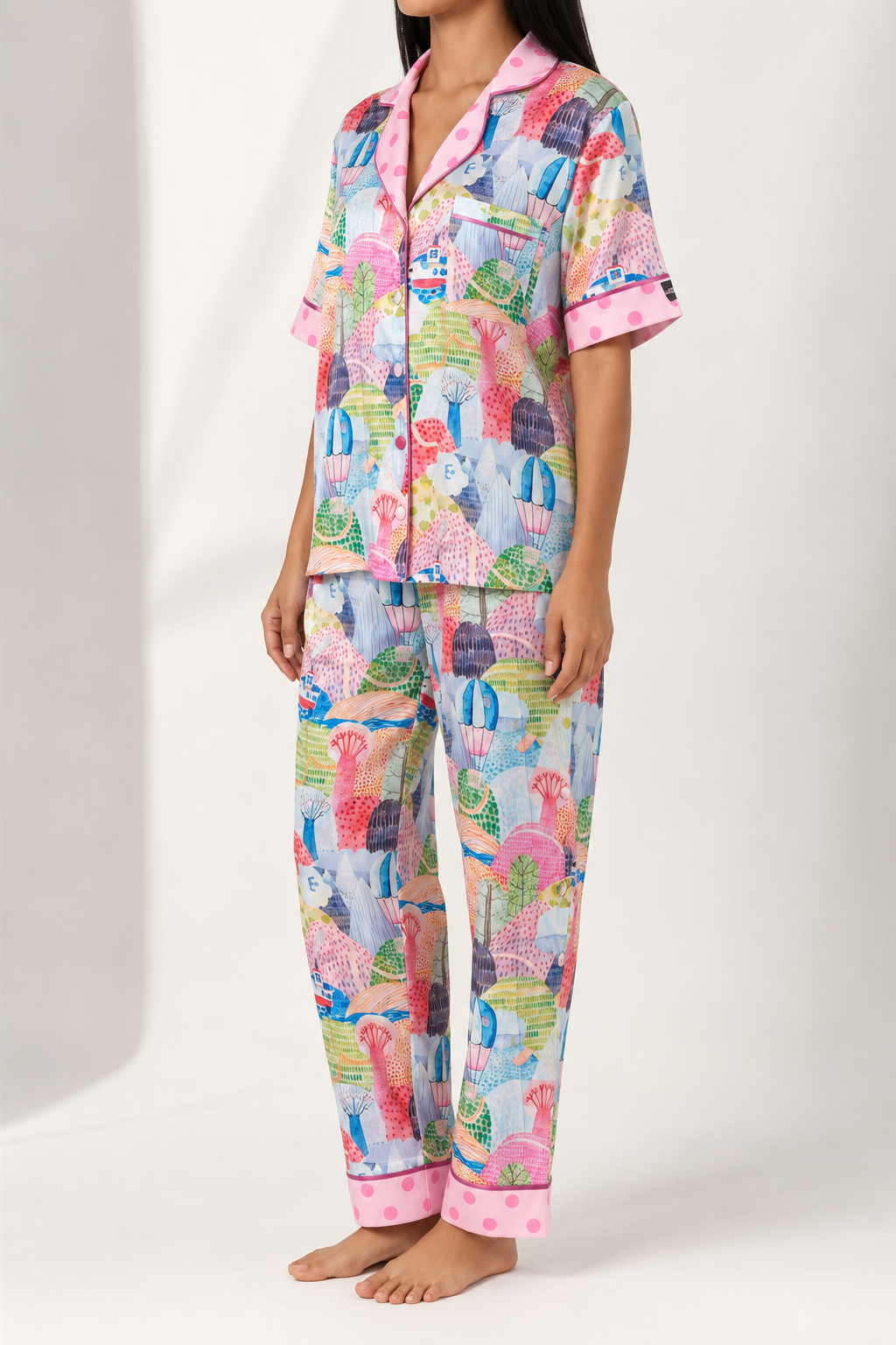 muvv's ® Etnik Desenli Saten Pijama Takımı