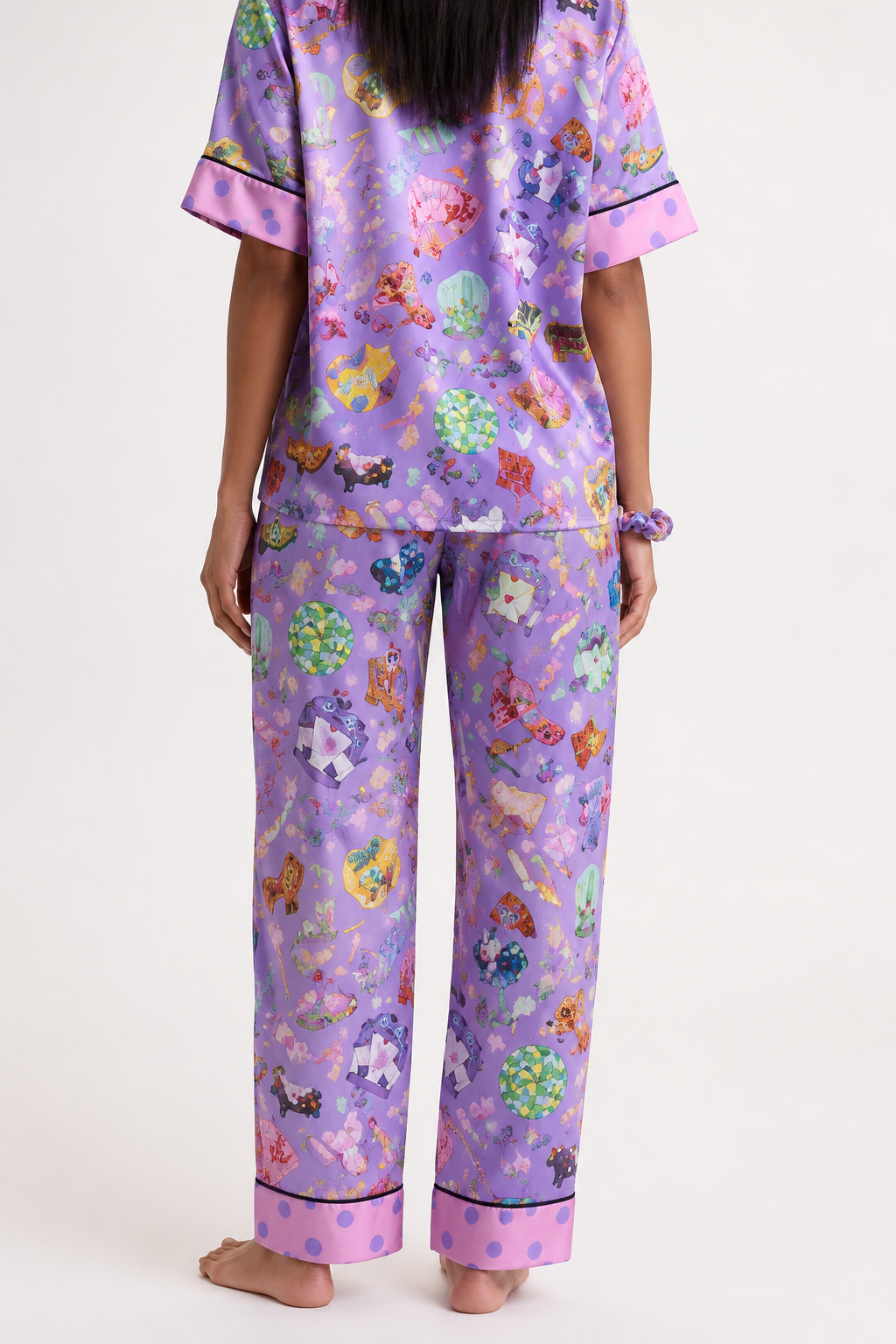 muuv’s ® Voyage Desenli Lila Saten Pijama Takımı