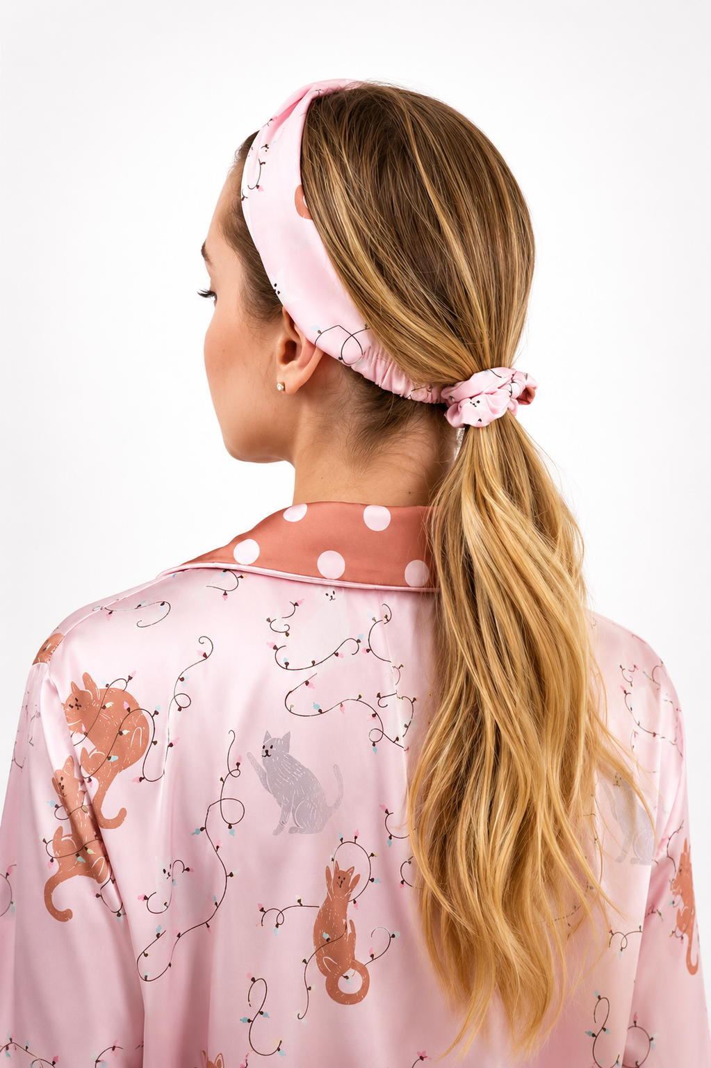 muvv's ® Kedi Desenli Kısa Saten Pijama Takımı