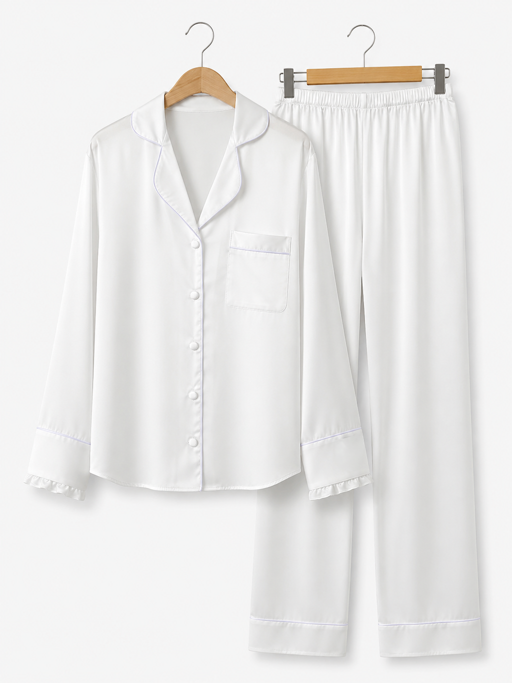 muvv's® Beyaz Saten Pijama Takımı
