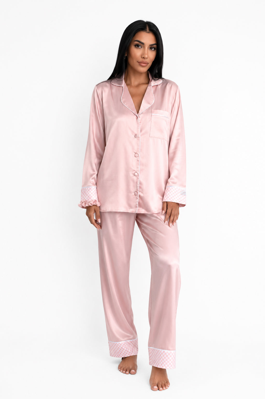muvv's ® Pudra Saten Pijama Takımı