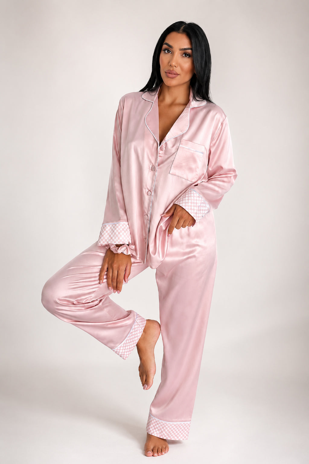 muvv's ® Pudra Saten Pijama Takımı