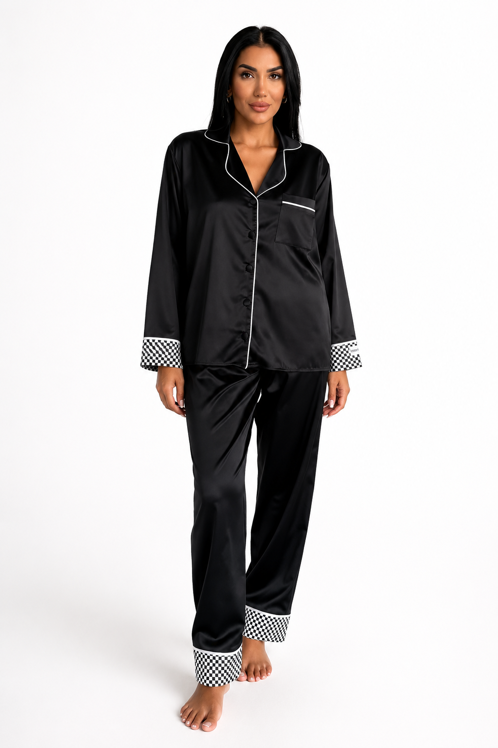 muvv's ® Siyah Saten Pijama Takımı