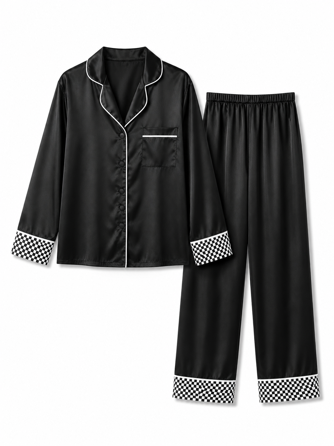 muvv's ® Siyah Saten Pijama Takımı