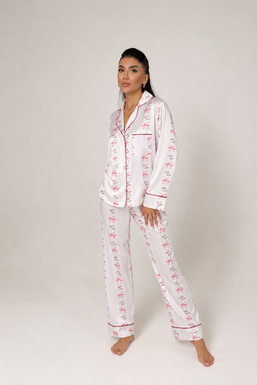 muvv's ® Çicek Desenli Saten Pijama Takımı