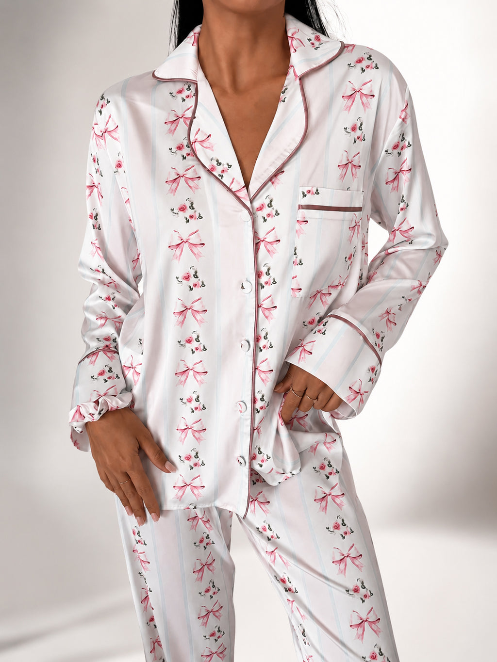 muvv's ® Çicek Desenli Saten Pijama Takımı