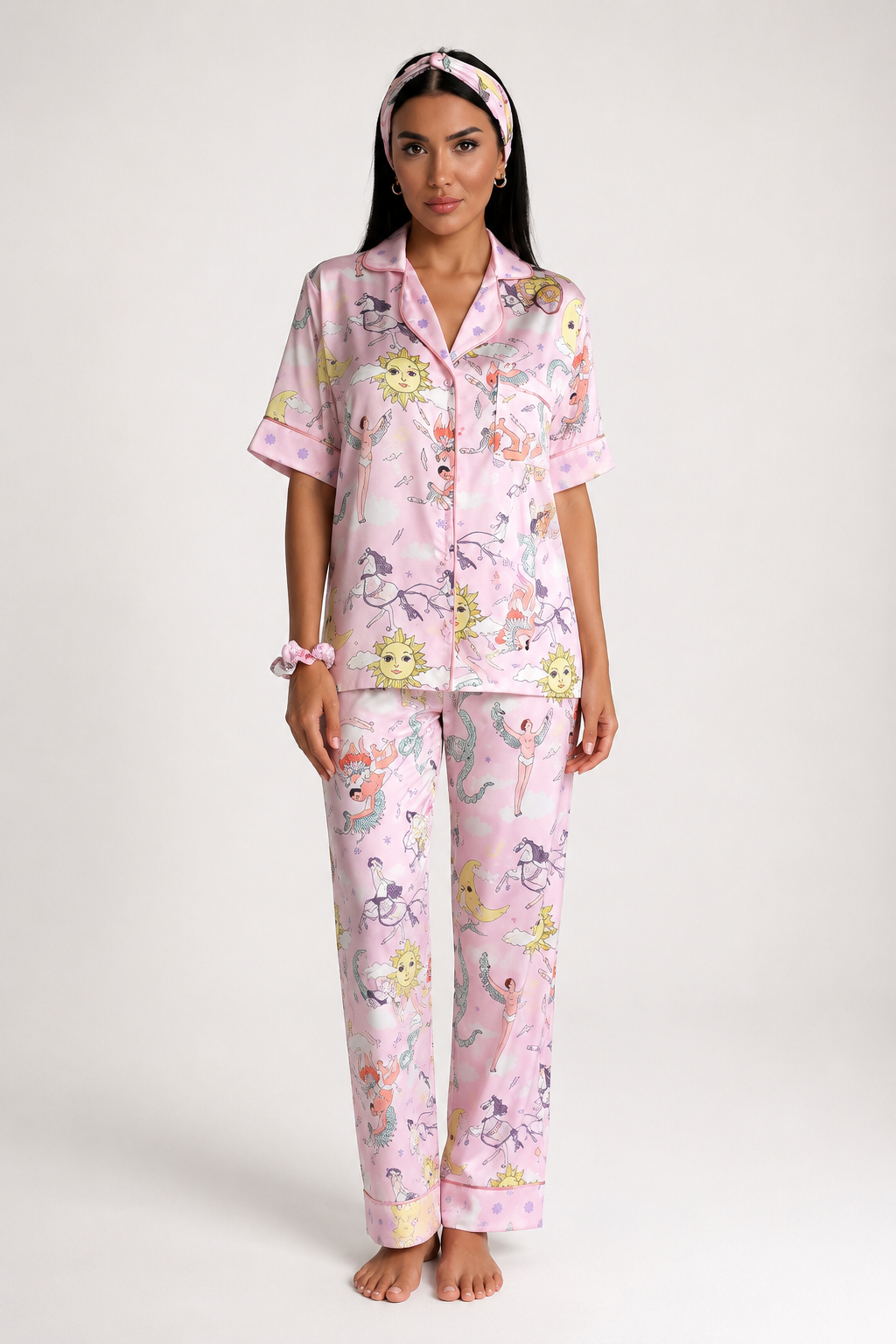 muvv's ® Rüya Desenli Saten Pijama Takımı