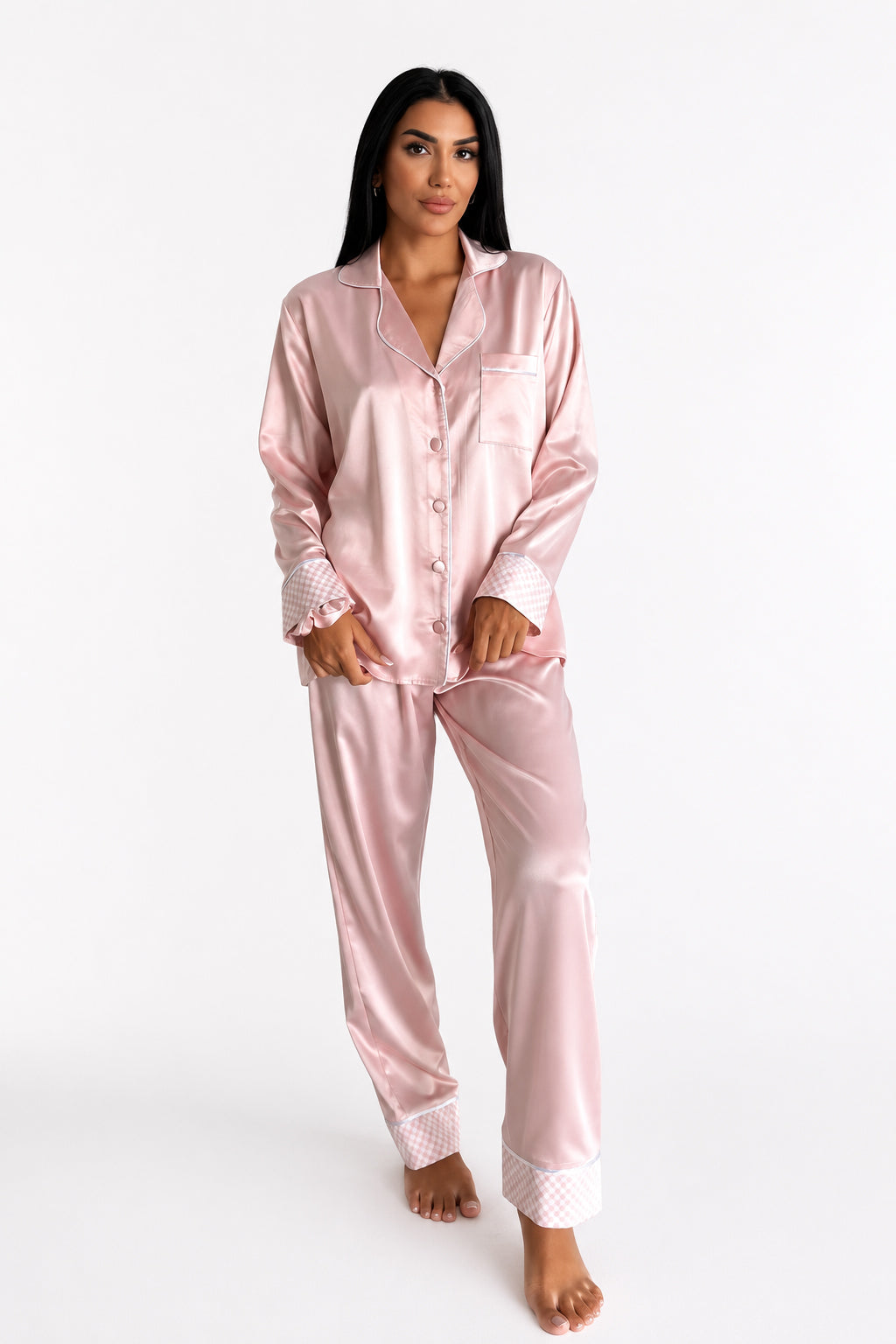 muvv's ® Pudra Saten Pijama Takımı
