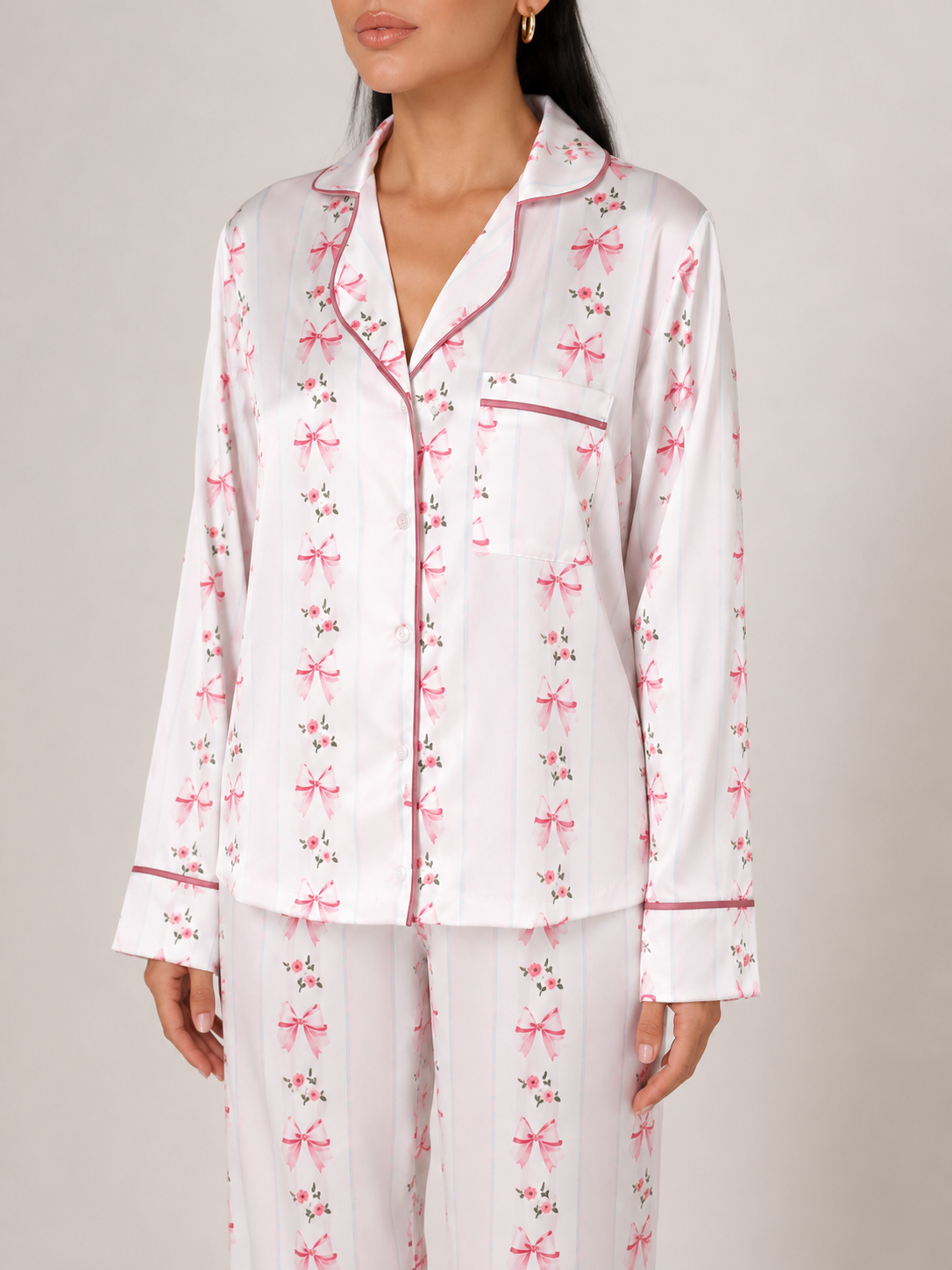muvv's ® Çicek Desenli Saten Pijama Takımı