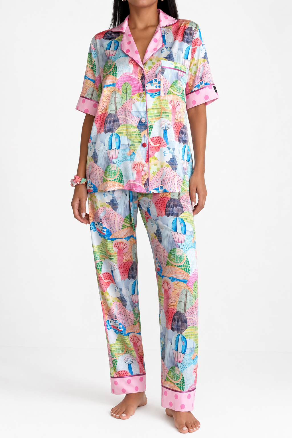 muvv's ® Etnik Desenli Saten Pijama Takımı