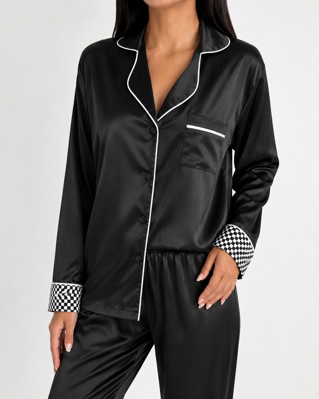 muvv's ® Siyah Saten Pijama Takımı