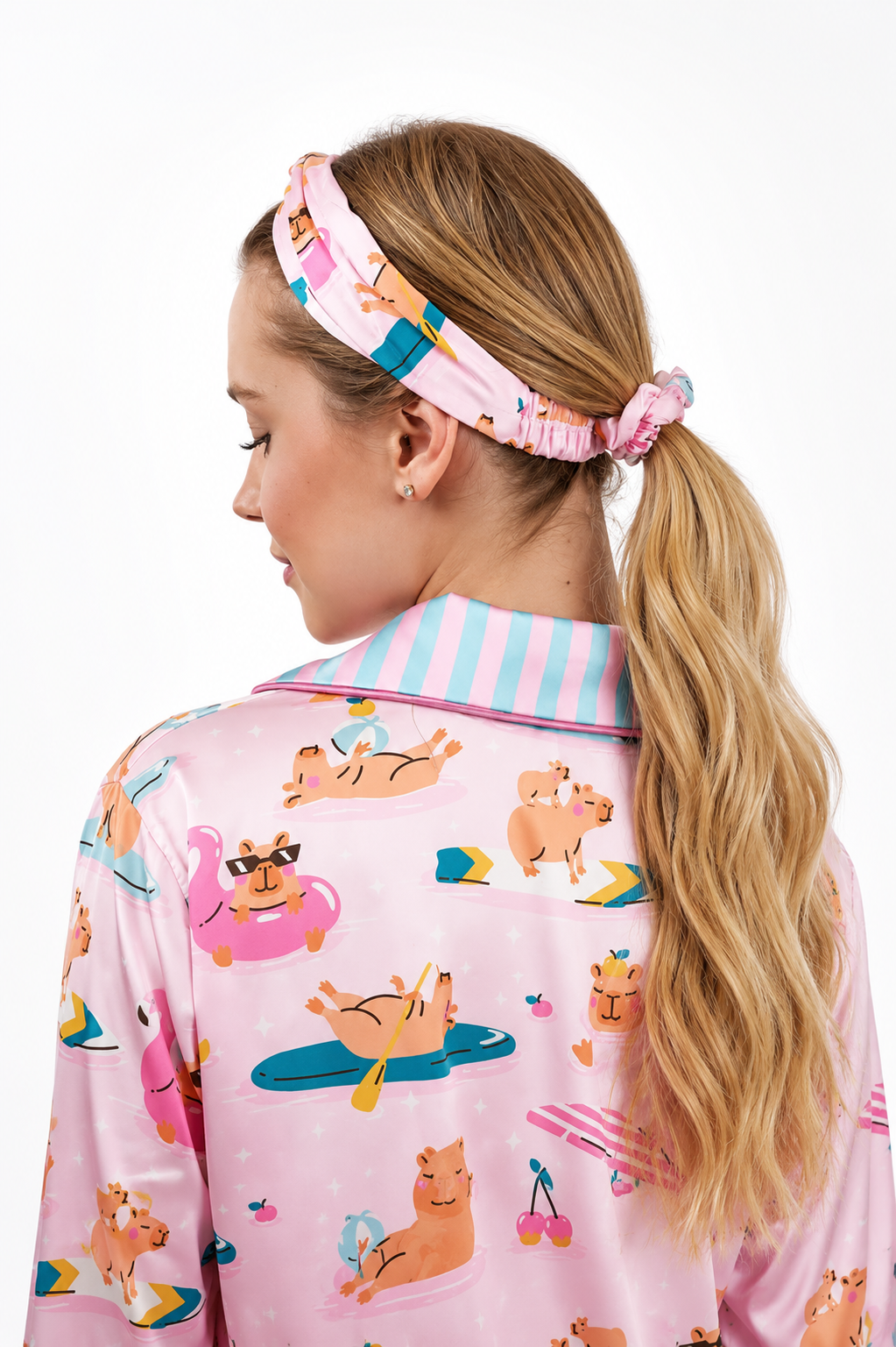 muvv's ® Kapibara Desenli Kısa Saten Pijama Takımı